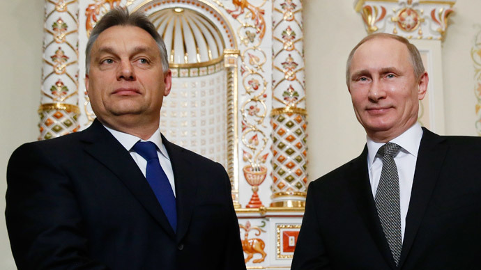 Russia's President Vladimir Putin (R) meets with Hungary's Prime Minister Viktor Orban.(Reuters / Yuri Kochetkov)