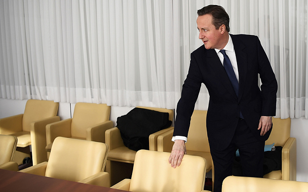 Prime Minister David Cameron arrives for a meeting on the sidelines of the EU summit in Brussels  Photo: Reuters