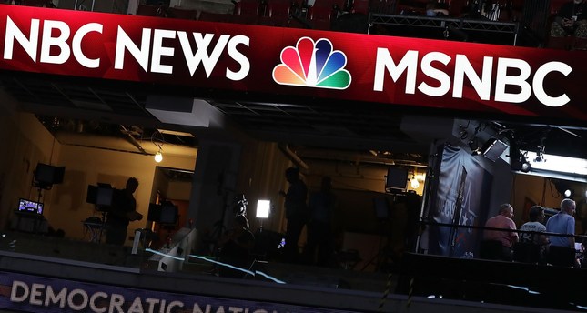 A booth of NBC News and MSNBC is seen at the Wells Fargo Center on July 24, 2016 in Philadelphia, Pennsylvania. (AFP Photo)